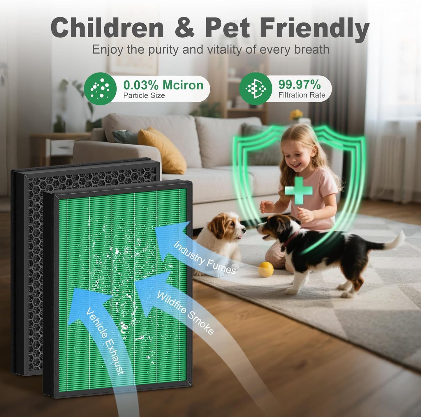 400/400S Replacement Filter for Coway AIRMEGA Max2 400 400S 400(G) 400S(G) Air Purifier, Max2 Green True HEPA and Active Carbon Filter Set, AP-2015-FP, 4 Pack