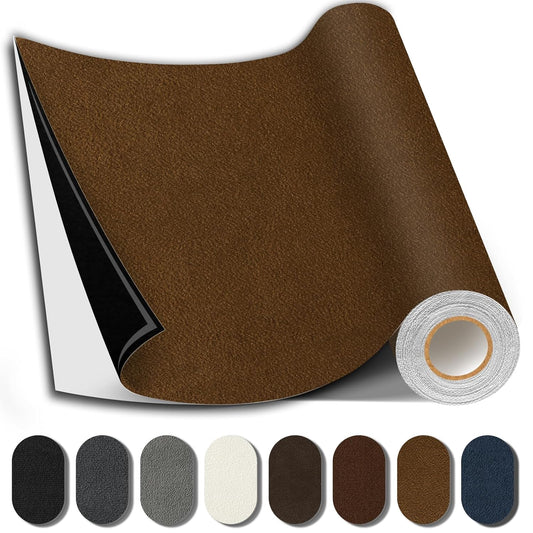 Suede Repair Patch, Large Fabric Repair Tape, Self-Adhesive Fabric Patches for Furniture, Couch, Sofa, Car Interior, Shoes, Hand Bag, Clothing (Brown, 3.5X79 Inch)