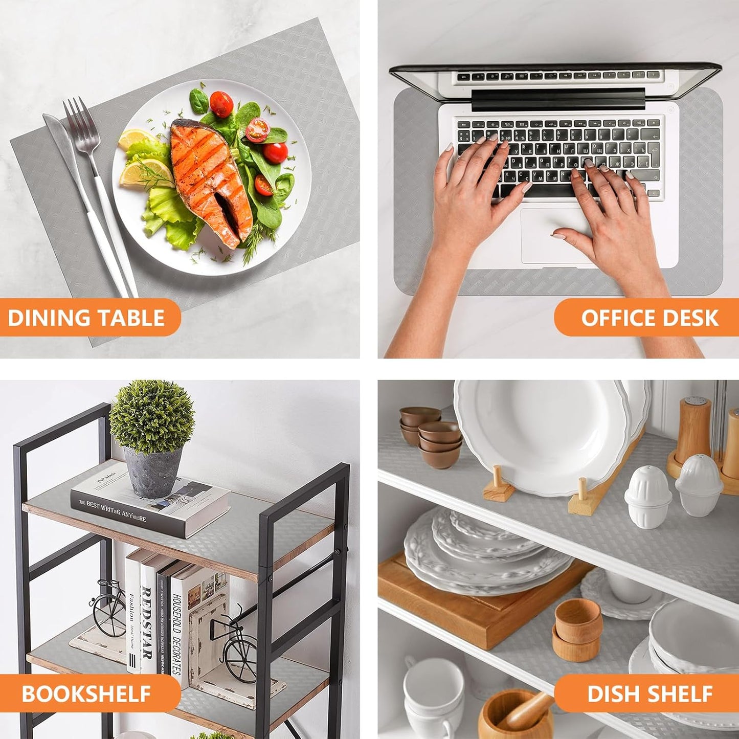 Light Gray Shelf Liners for Kitchen Cabinets Refrigerator Liners Waterproof & Oil-Proof Kitchen Cupboard Liner Drawer Mats EVA Material Non Adhesive Fridge Liner 11.8 x 236.2 Inches x 2 Rolls