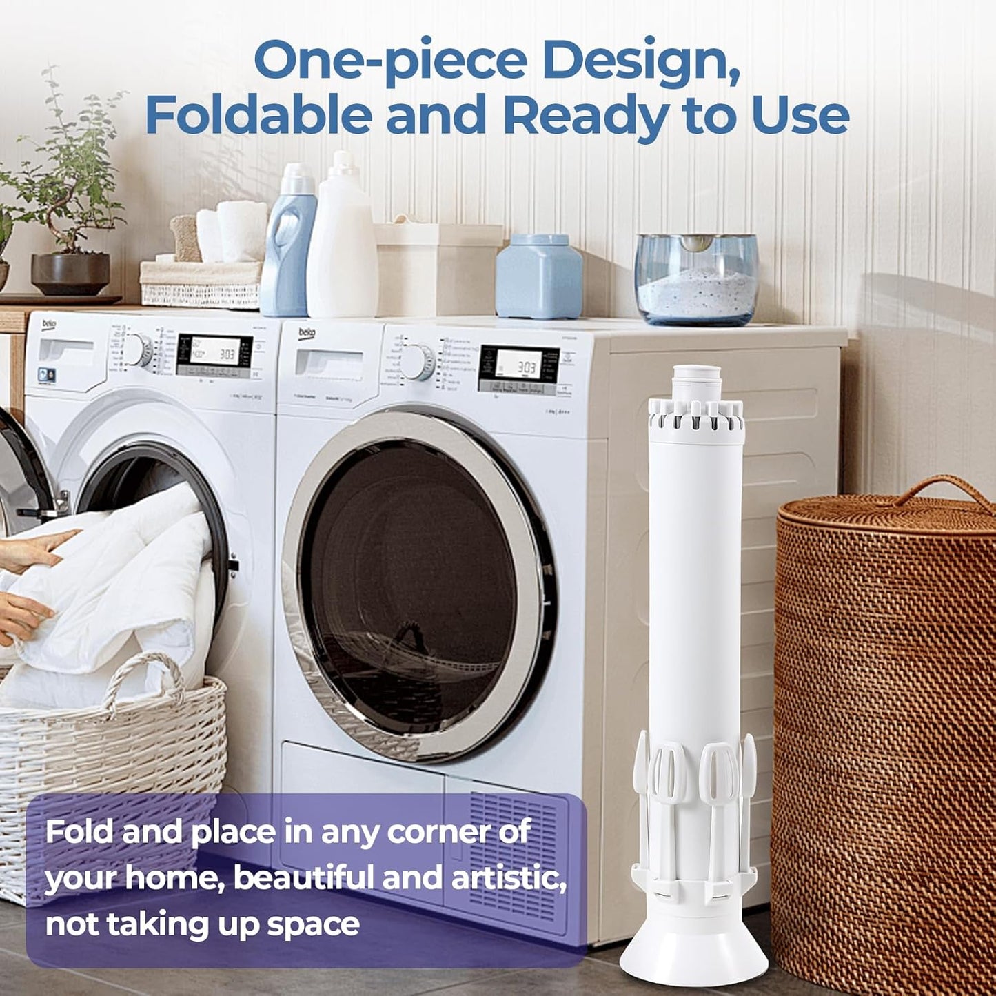 GCCSJ 3 Tier Portable Collapsible 4-Legged Clothes Drying Rack,Foldable Laundry Drying Rack with 4 Pulleys with and Shoe Holders for Indoor Outdoor Space Saving