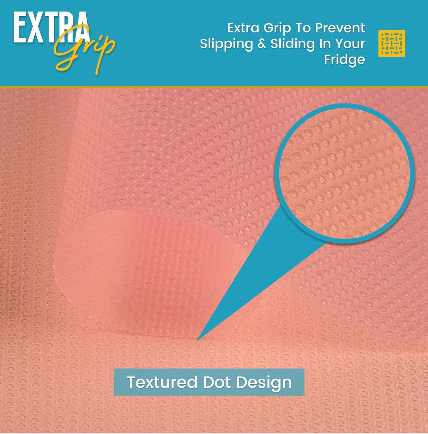 Refrigerator Liners for Shelves (8 Pack) by Linda’s Essentials - Non-Adhesive Shelf or Drawer Liner, BPA-Free Fridge Mats for Kitchen & Cabinets, Easy to Clean, Ideal Household Essentials (Pink)