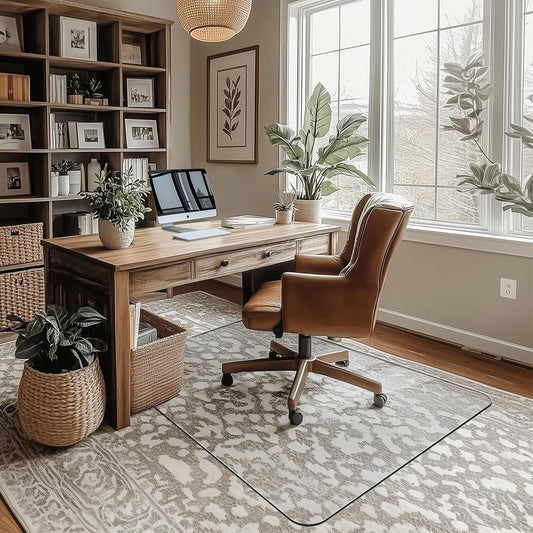 Office Chair Mat for Carpet & Hardwood, Upgraded 29" x 42" Dual Use Tempered Glass Chair Mat for Chair and Footrest Under Desk