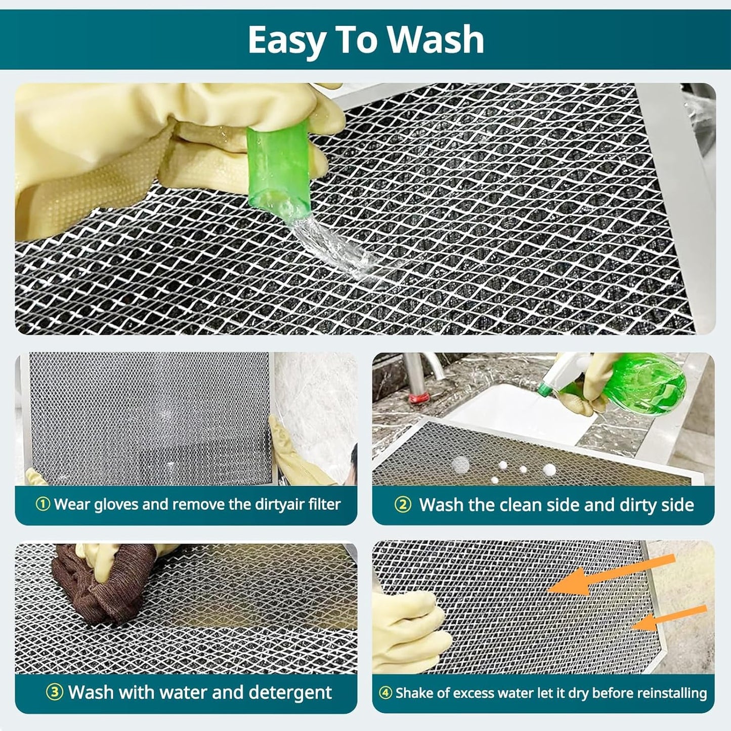 Torjim 16x16x1 MERV8 Washable Reusable Electrostatic Air Filter, AC/HVAC Furnace Filter, Permanent Filter, Breathe Fresher, Easy Install