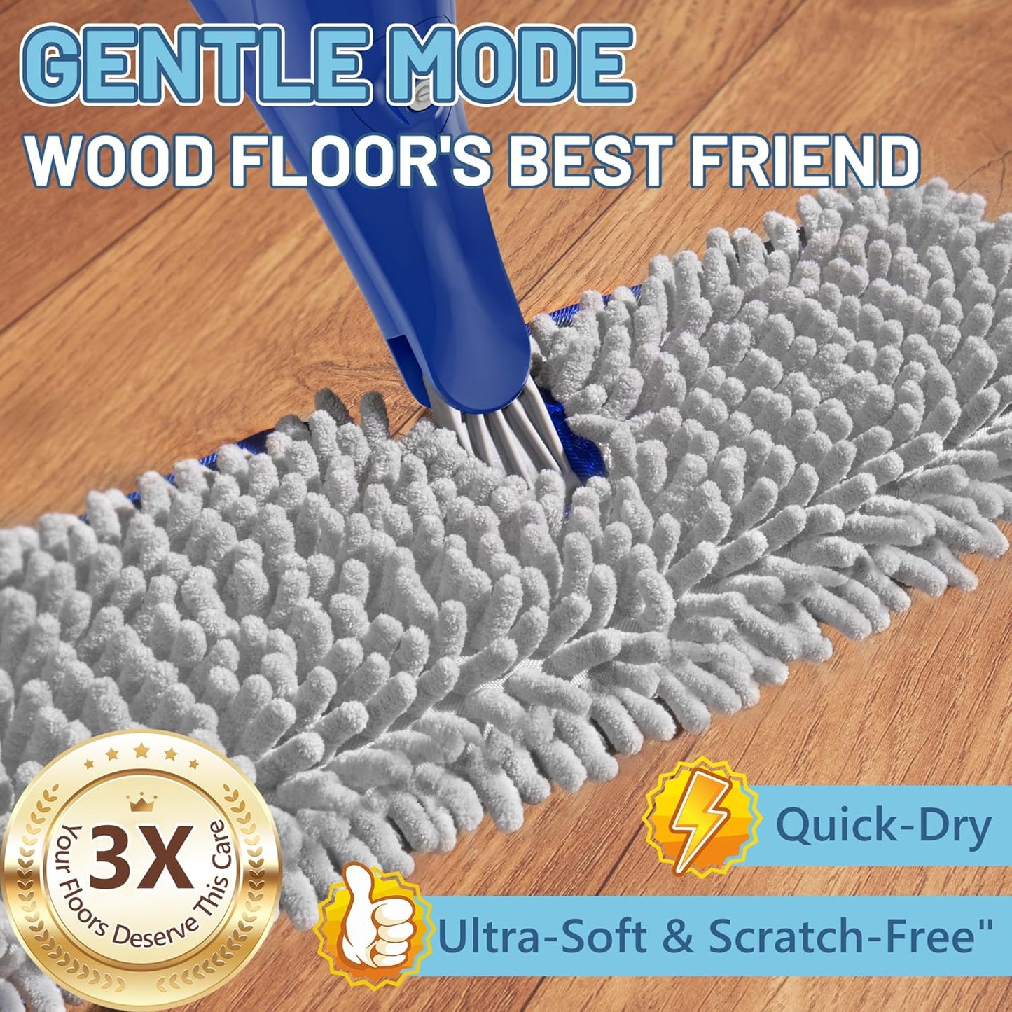Papclean Spray Mops for Floor Cleaning: Double Sided Dust Mop for Hardwood Wood Tile Floor with Reusable Microfiber Pads - Wet Dry Kitchen Bathroom Cleaning
