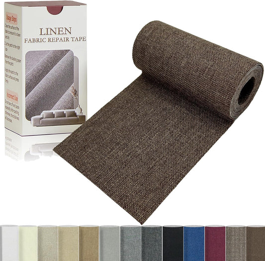 Linen Repair Tape 4x70 Inch Self-Adhesive Couch Patch Repair Fabric Patch for Furniture,Sofas,Cushion,Chairs,Bags,Linen Goods(Dark Brown)