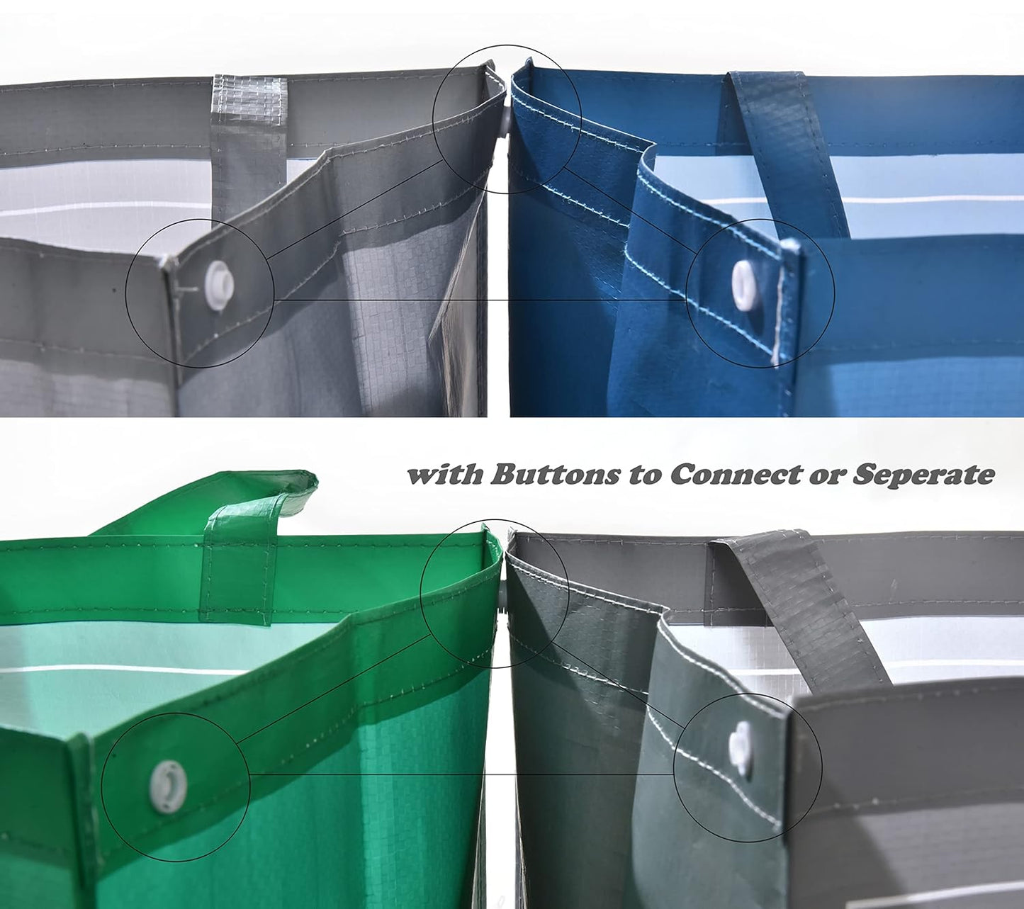 YOUNG DA Reusable Recycle Bags, 3-Piece Separate Recycling Bin Set for Home, Kitchen, and Office - Waterproof Recyclable Waste Sorting Organizer