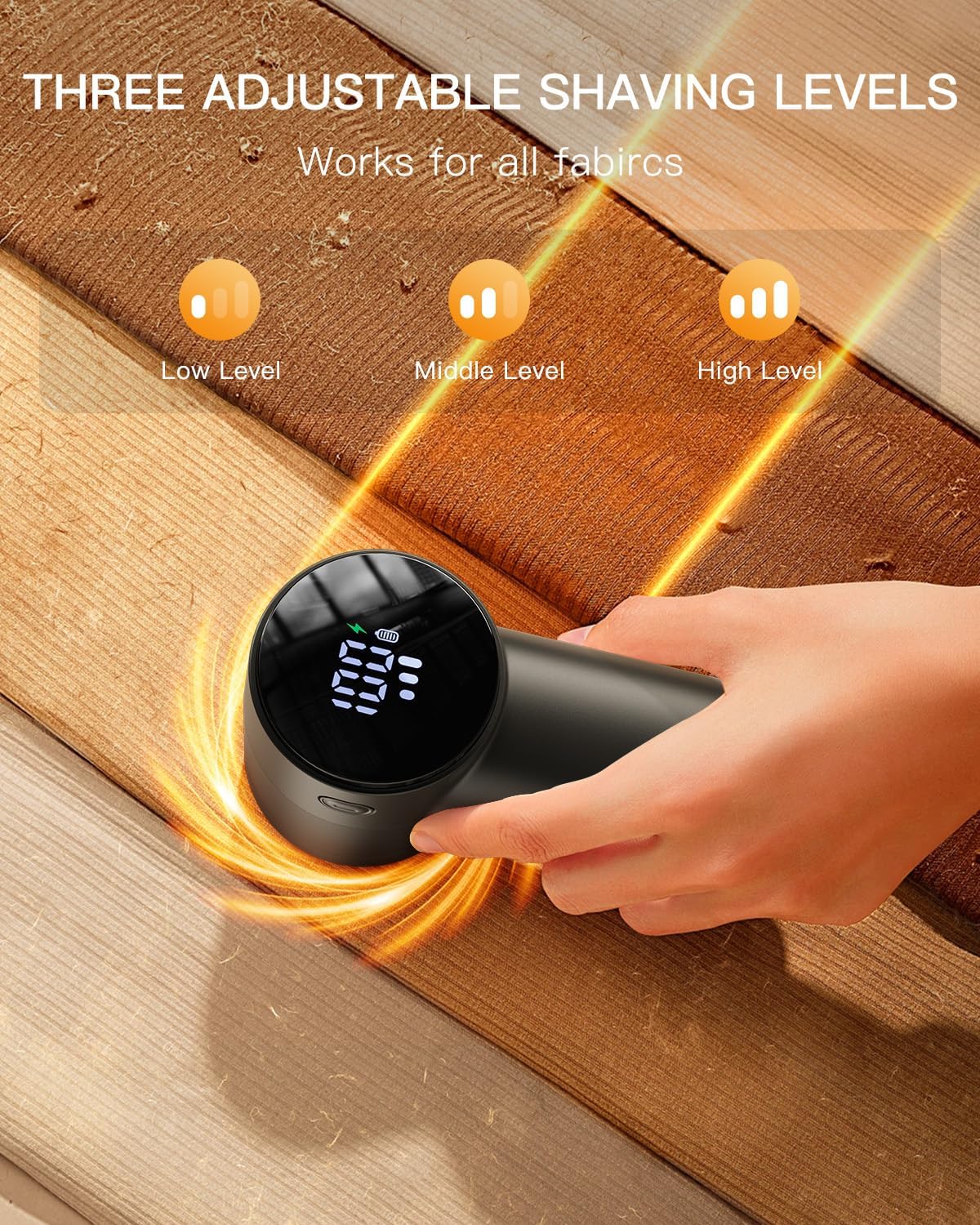 Electric Lint Remover and Fabric Shaver, Rechargeable Clothes Shaver for Sweater Furniture Couch, 3-Speed Pill Remover Defuzzer to Remove Fuzz Pilling from Blanket Jacket