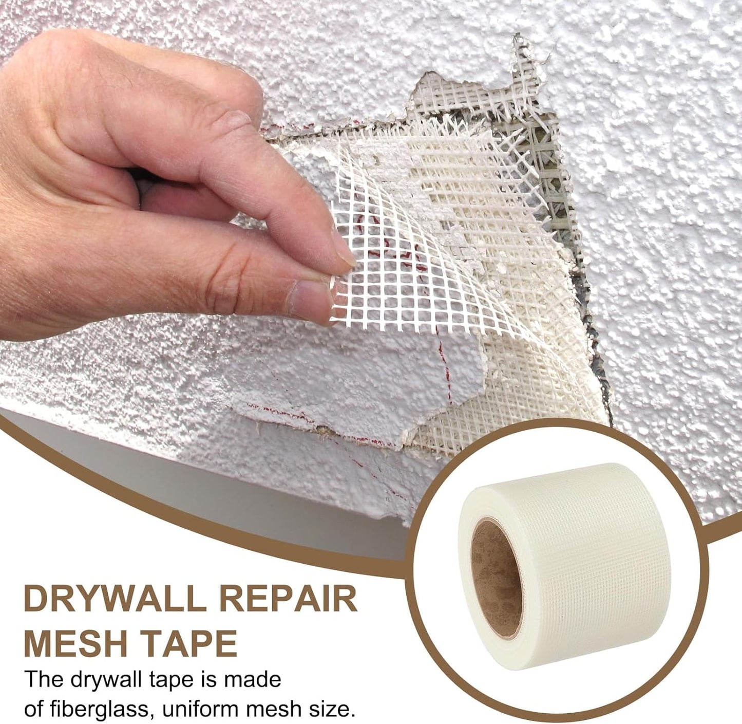 PATIKIL Drywall Repair Mesh Tape, 4 inch x 82 ft Fiberglass Repair Patch Self-Adhesive Dry Wall Joint Tape 12 Mesh Wall Hole Crack and Seam Patch, White