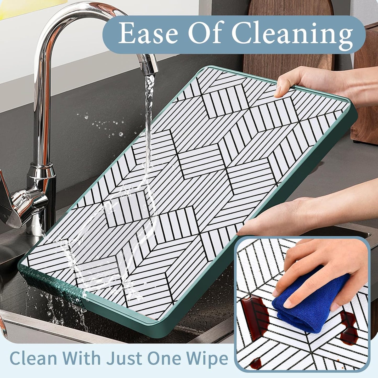 Shelf Liners for Kitchen Cabinets Non Adhesive Shelf Liner Paper Non-Slip Thickened Drawer Liner Easy to Clean for Tool Box Refrigerator with Knife and Tape Measure, Black Geometric, 11.8 x 118 in