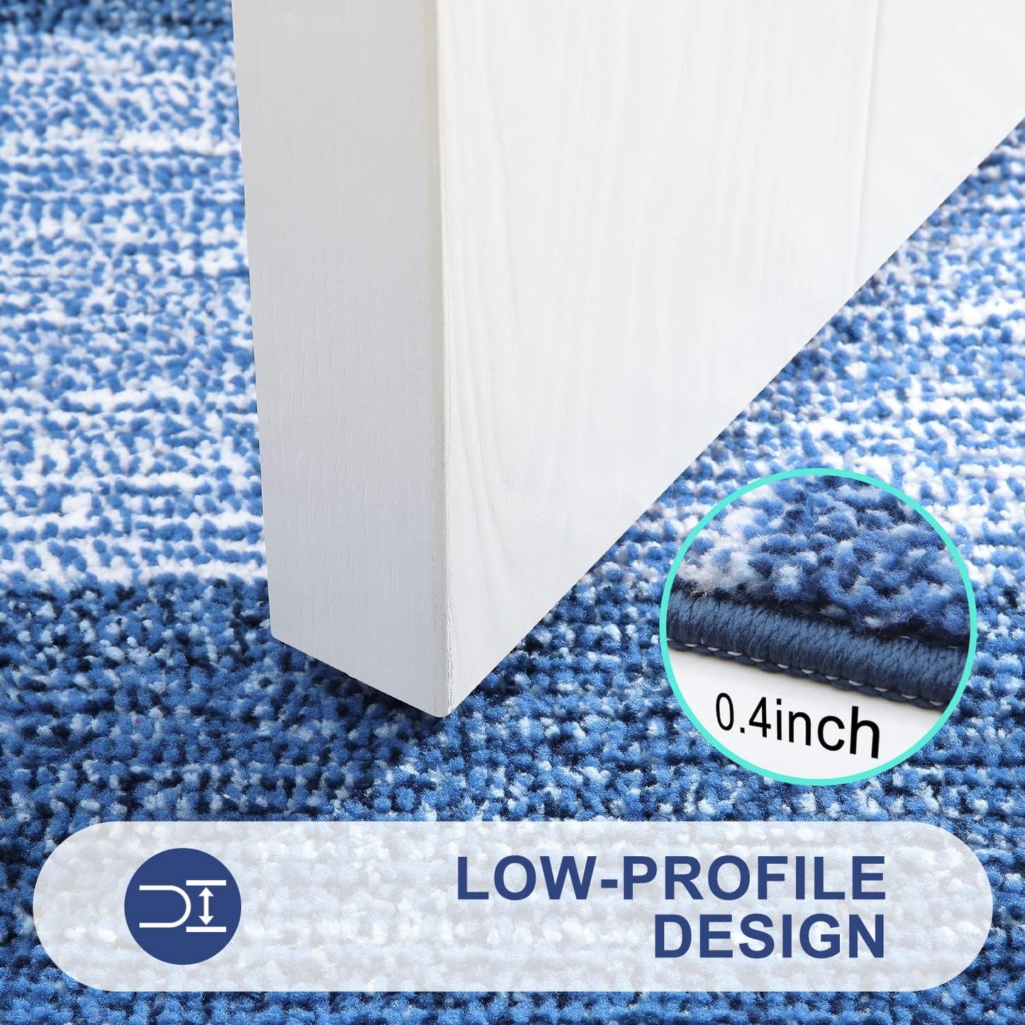 Kitinjoy Indoor Outdoor Door Mat, 36x24 Non-Slip Absorbent Dirt Trapper, Low-Profile Washable Inside Entrance Front Floor Mat, Sturdy Soft Entry Doormats for Entryway, Navy Blue