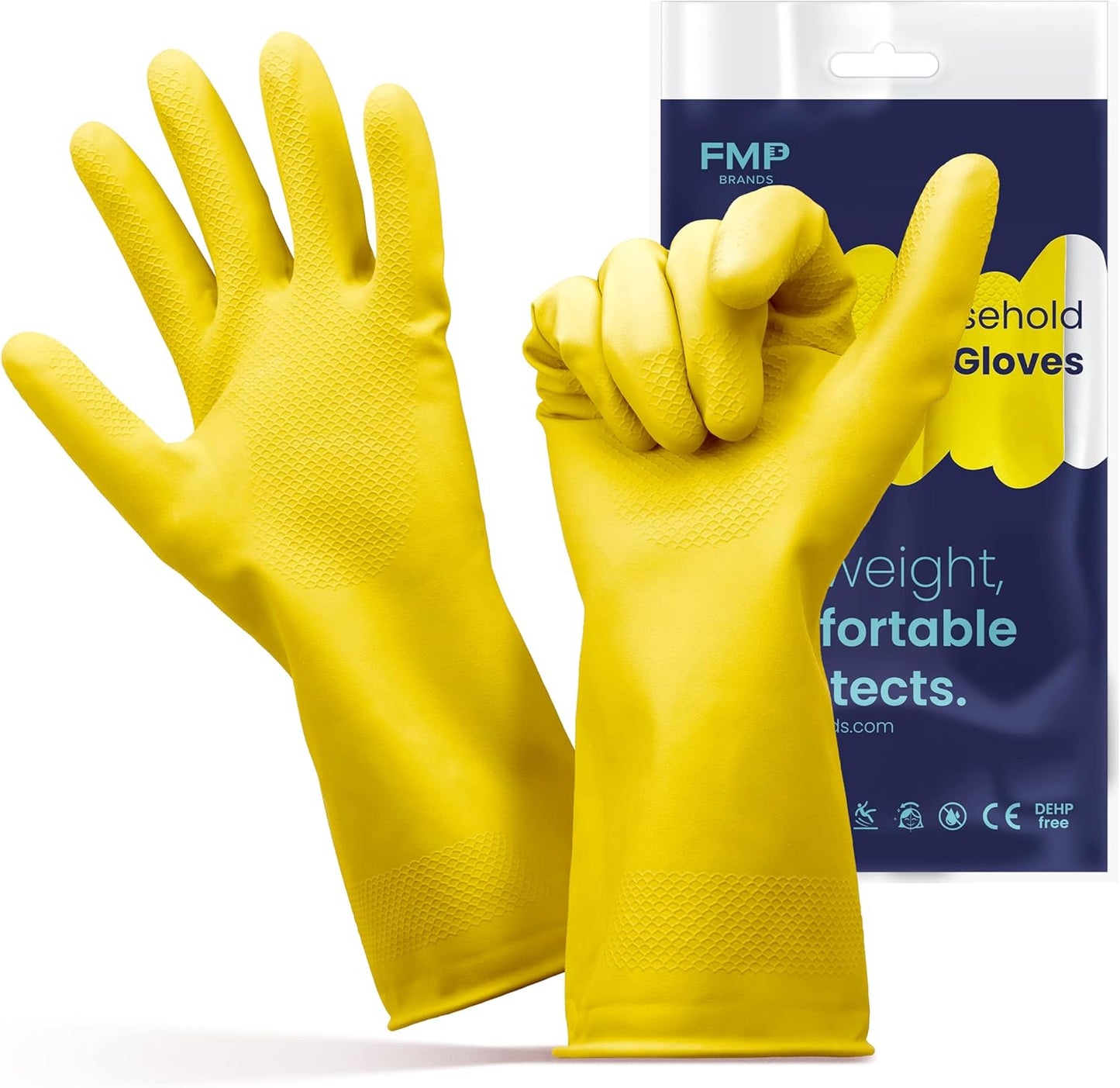 FMP Brands 3/6/12/60 Pairs Cleaning Gloves, Waterproof Rubber Gloves for Washing Dishes, Non-Slip Latex Dishwashing Gloves