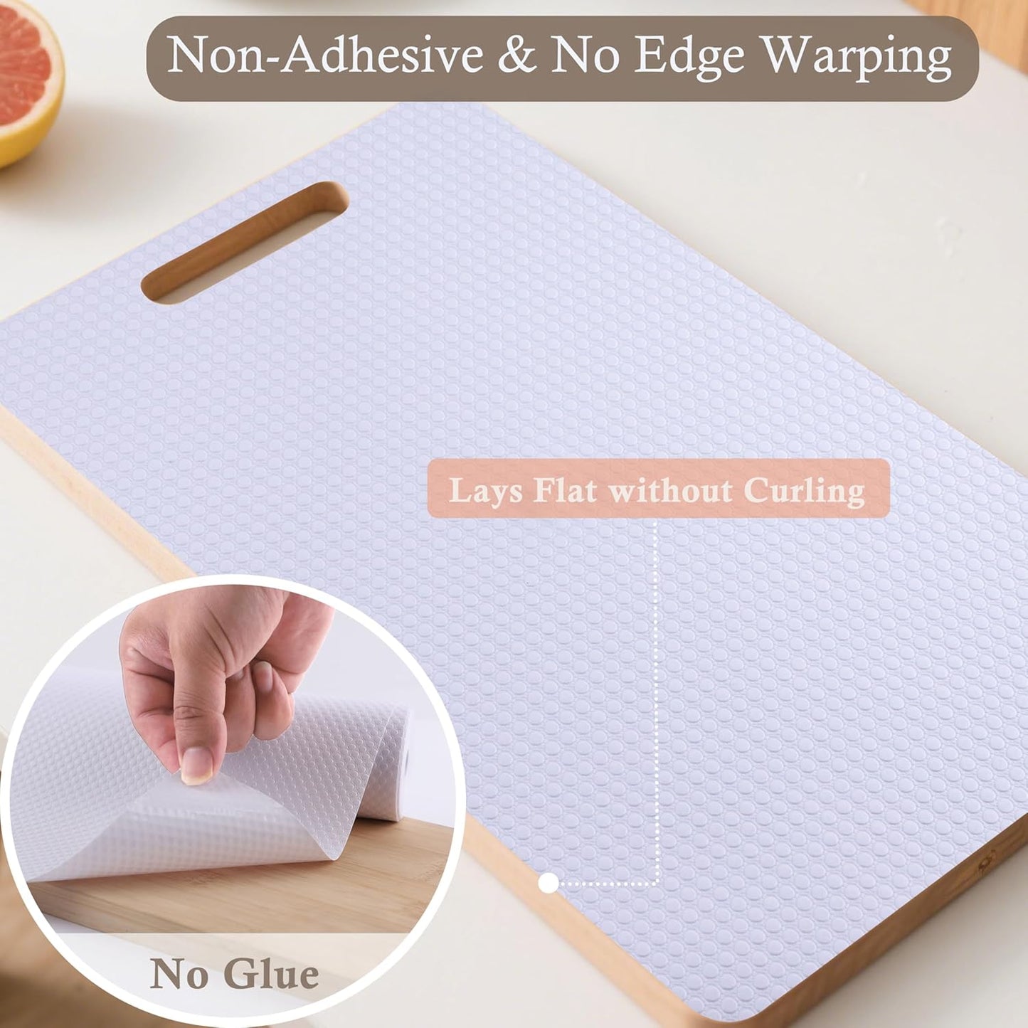 Cabinet Shelf Liner 11 Inch Wide X 20 Ft Non-Slip Kitchen Drawer Liners Waterproof & Oil-Proof Drawer Liners for Cupboard Pantry Non Adhesive Refrigerator Shelf Liner Strong Grip Cabinet Mat (White)