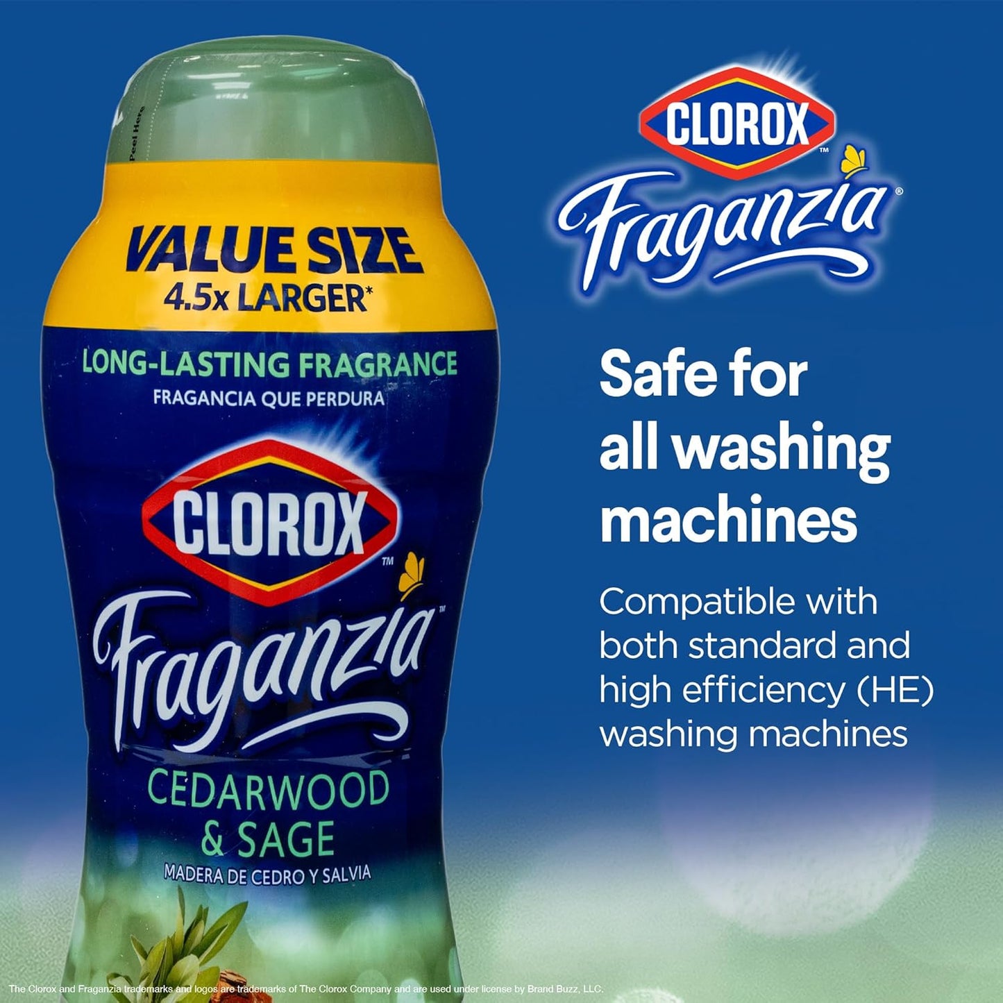 Clorox Fraganzia Laundry Scent Booster Crystals in Cedarwood & Sage Scent - Scented In-Wash Freshener Beads for Fresh, Clean, Great Smelling Clothes and Linens, 70 Oz