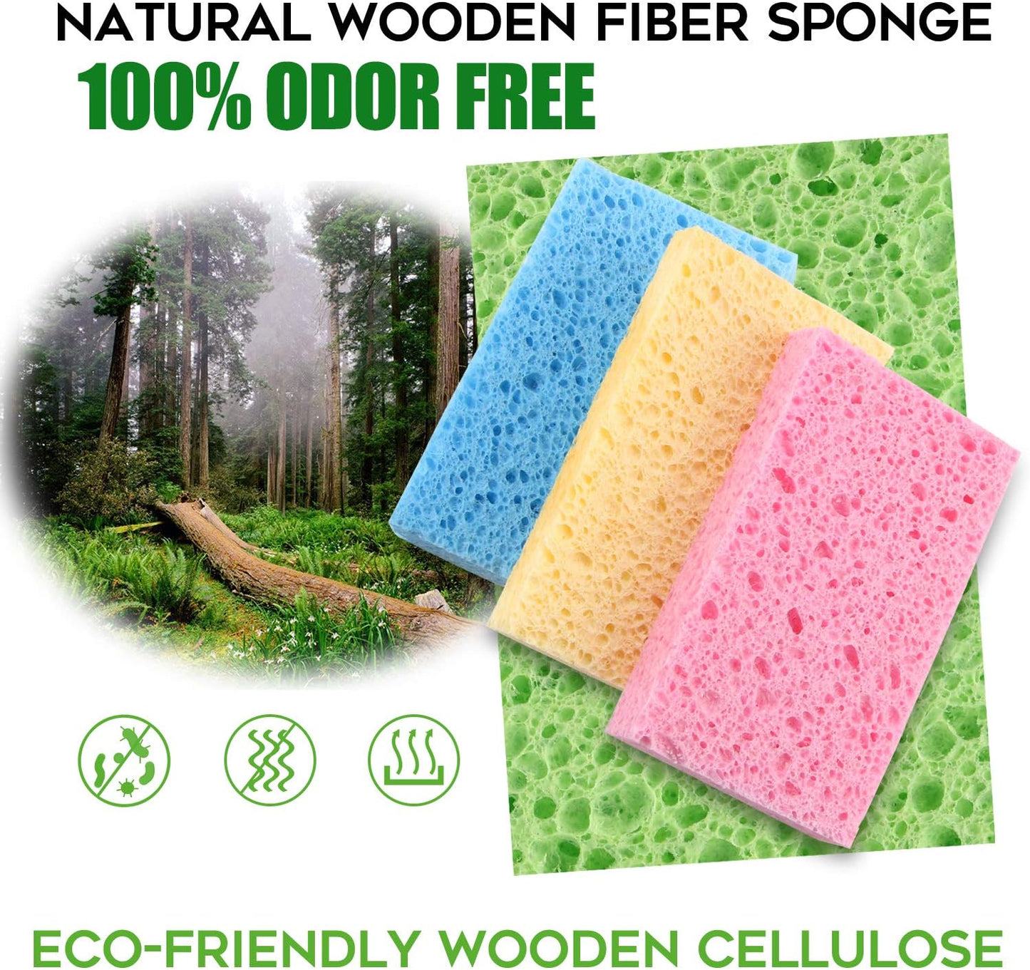 Compressed Cellulose Kitchen Sponges 24Pack,Non-Scratch Biodegradable Natural Sponge Scrub for Dishes Cleaning,Funny Colorful DIY Sponge for Kids