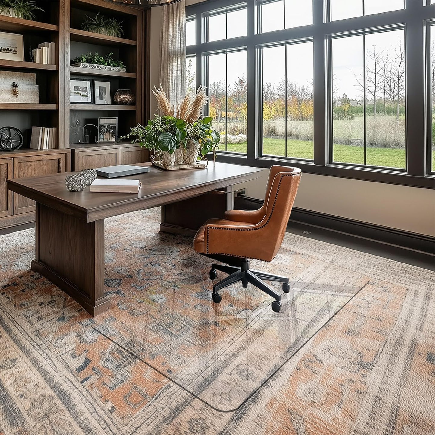 Office Chair Mat for Carpet & Hardwood, Upgraded 32" x 48" Dual Use Tempered Glass Chair Mat for Chair and Footrest Under Desk