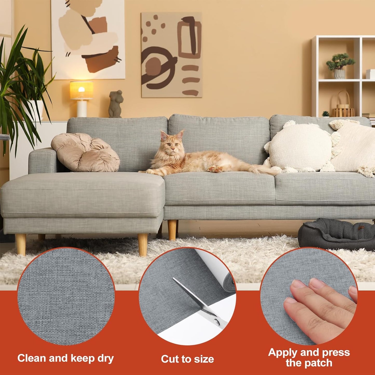 PATIKIL 70x6.2 Inch Linen Repair Tape, Repair Fabric Patch Self Adhesive Couch Patch Line Repair Patch for Furniture Sofa Car Seats Office Chairs, Dark Gray