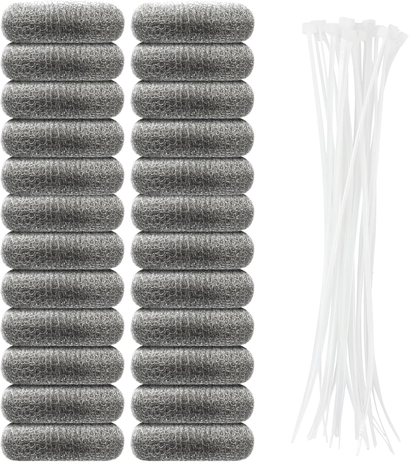 24 PCS Lint Traps, Stainless Steel Lint Catcher for Washing Machine, Pet Hair Remover for Laundry, Upgrade Traps Laundry Mesh Washer Hose Filter with 24 PCS Cable Ties