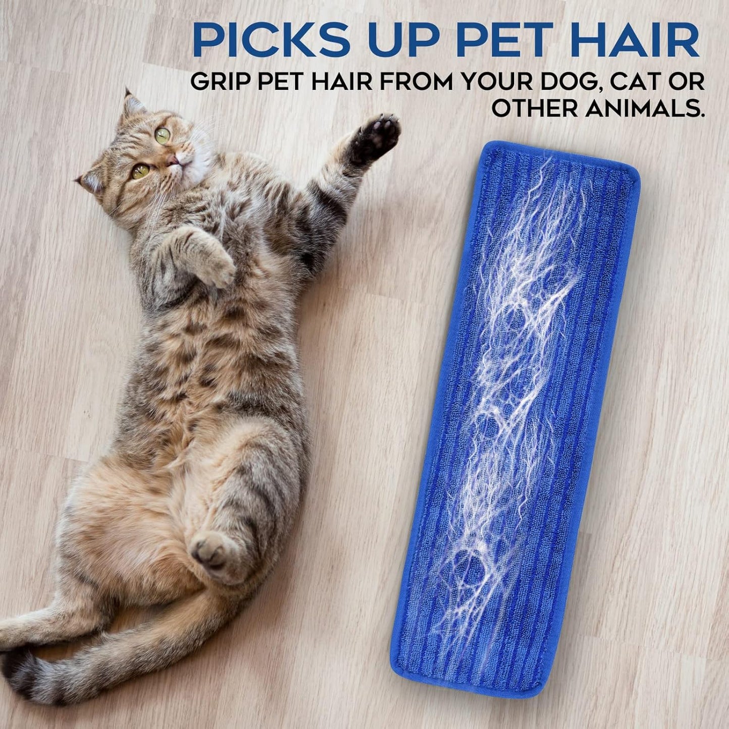 Matthew 18'' Microfiber Mop Replacement Pads for Wet Dry Reusable Mops Floor Home Commercial Cleaning Refills, Machine Washable Compatible with Bona Mop&Any Microfiber Flat Mop System Blue (12 Pack)