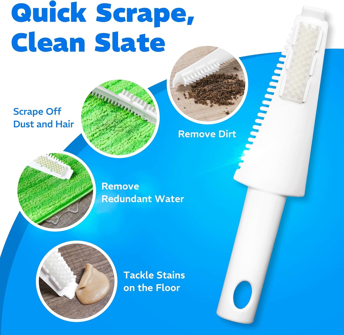 3 Pack Reusable Microfiber Mop Pads, Compatible with Swiffer PowerMop and Bona Mop, Machine Washable Cloths, Scraper Included, Refills for All Floor Cleaning, Wet Dry - 16"- 18"