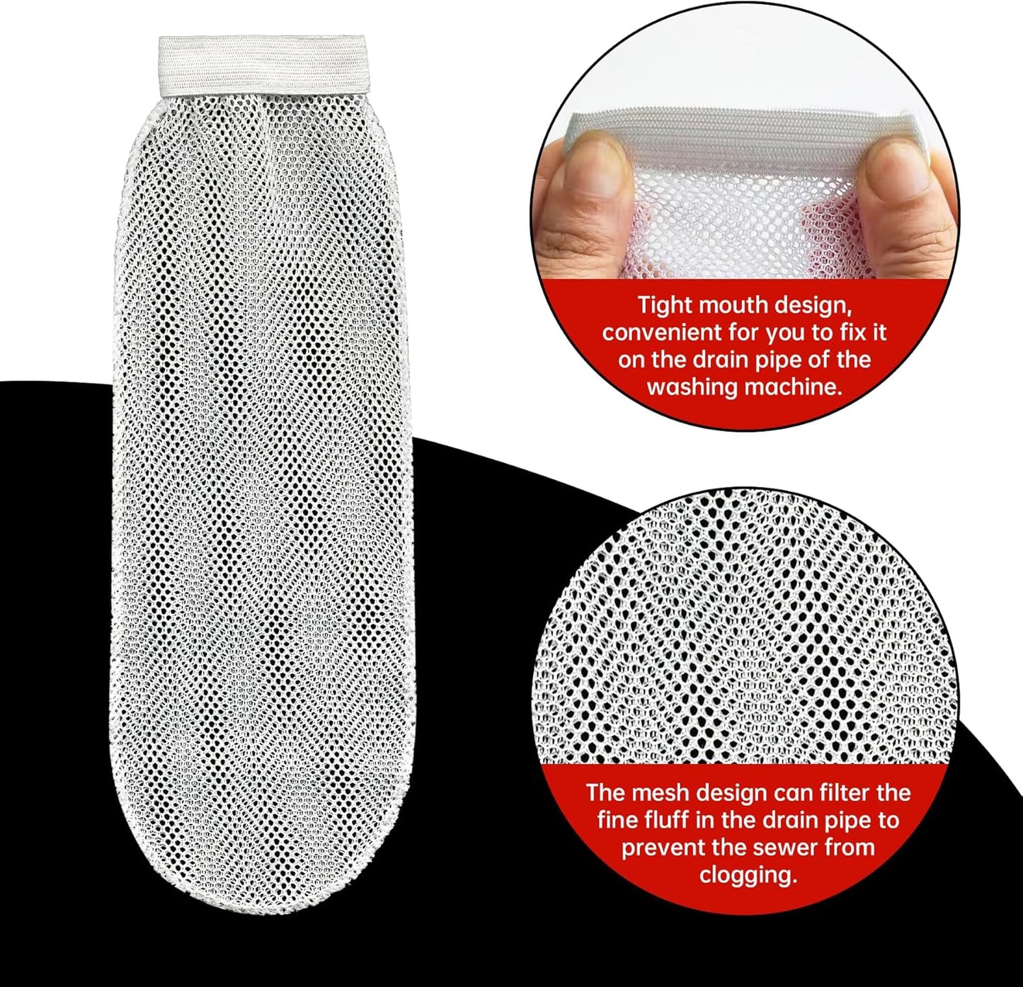 64-Piece Lint Trap and Cable Ties Set for Washing Machine, Includes 16 Nylon Mesh Lint Traps and 48 Cable Ties, Easy and Effective Lint Filtration (White)