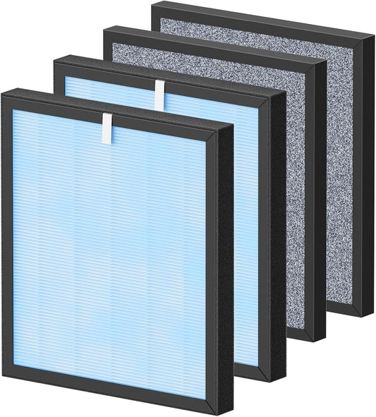 HSP001 Replacement Filter Compatible with HATHASPACE HSP001 Smart Air Purifiers, 4 Stages Filtration with HEPA and Activated Carbon Pre-Filter, 2 Pack