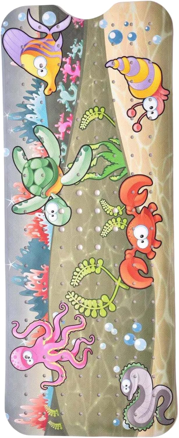 ENKOSI Bath Mat - Large Non Slip Bathtub & Shower Mat - Extra Long 40 x 16 Inch Bathroom Mats for Tub Nonslip Anti Slip Bathmats (Ocean Friends), 1 Pack