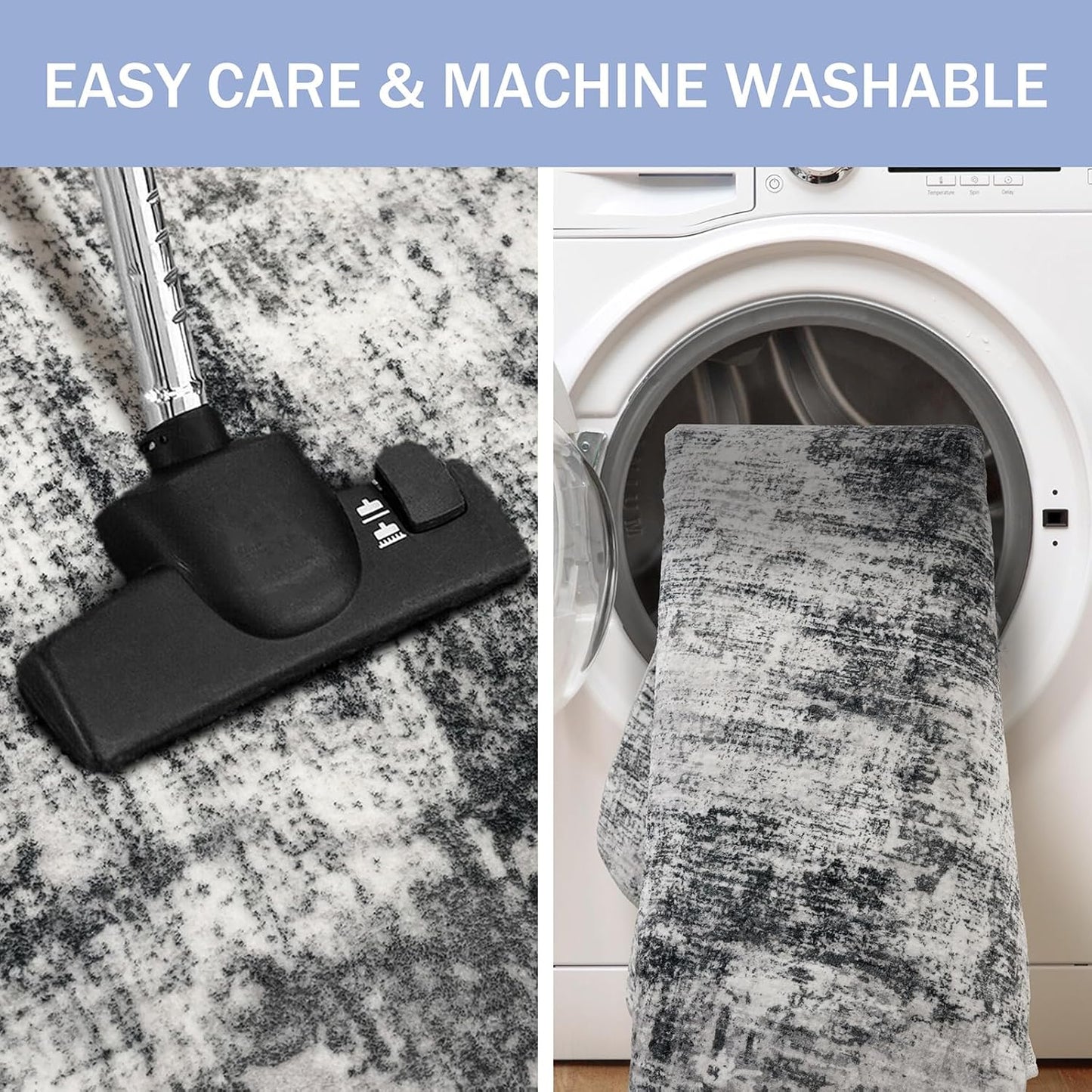 IOHOUZE Abstract Runner Rug 3x16 Ft Long Washable Runners for Hallways, Non Slip Kitchen Runner Printed Faux Wool Entryway Runner Indoor, Modern Abstract Floor Carpet for Hall Stair, Black Grey