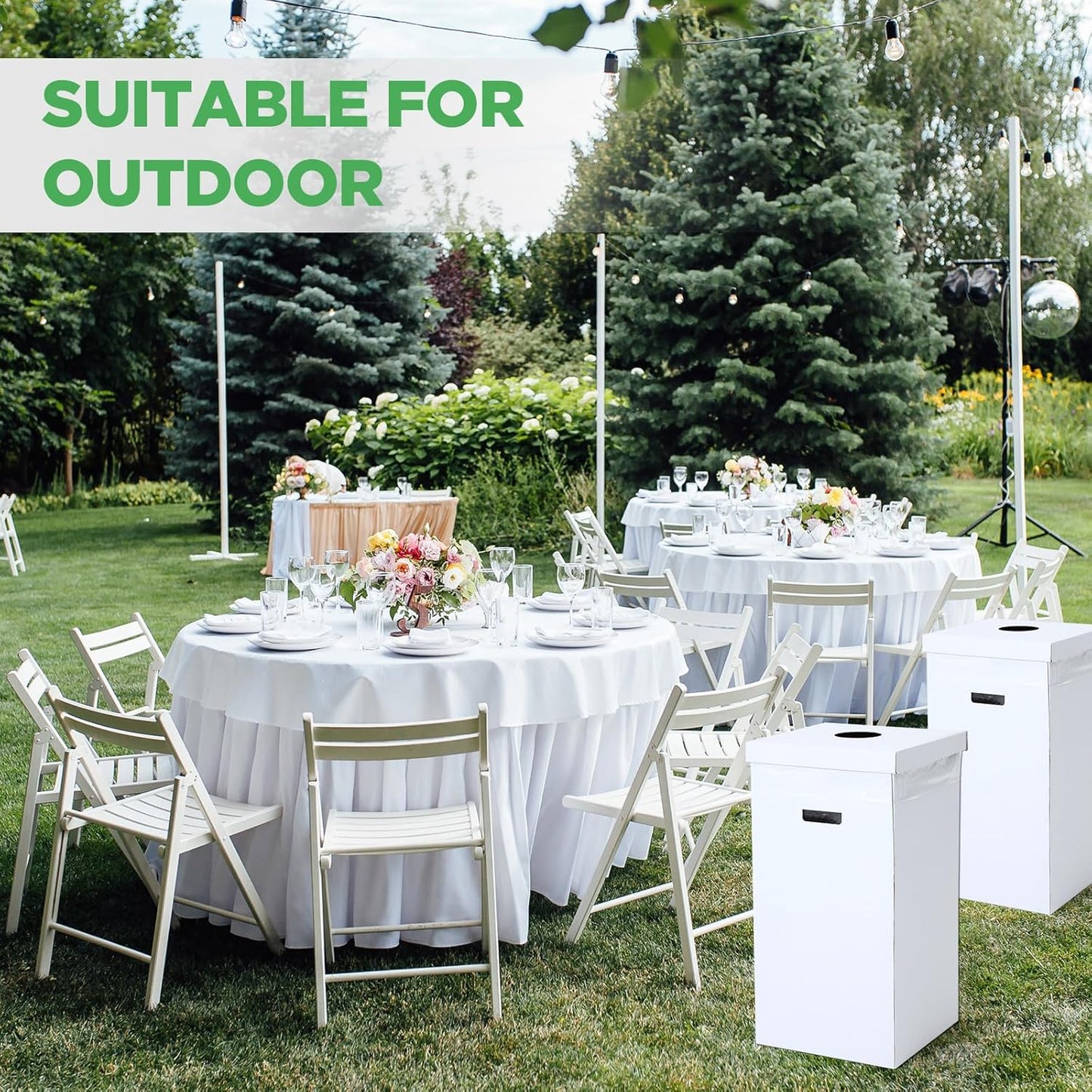 3 Pcs Cardboard Trash Cans with Lid Disposable and Reusable Corrugated Cardboard Trash Cans Recycling Bins Bulk with 6 Garbage Bags White Rubbish Boxes for Parties Events(30 Gallon)