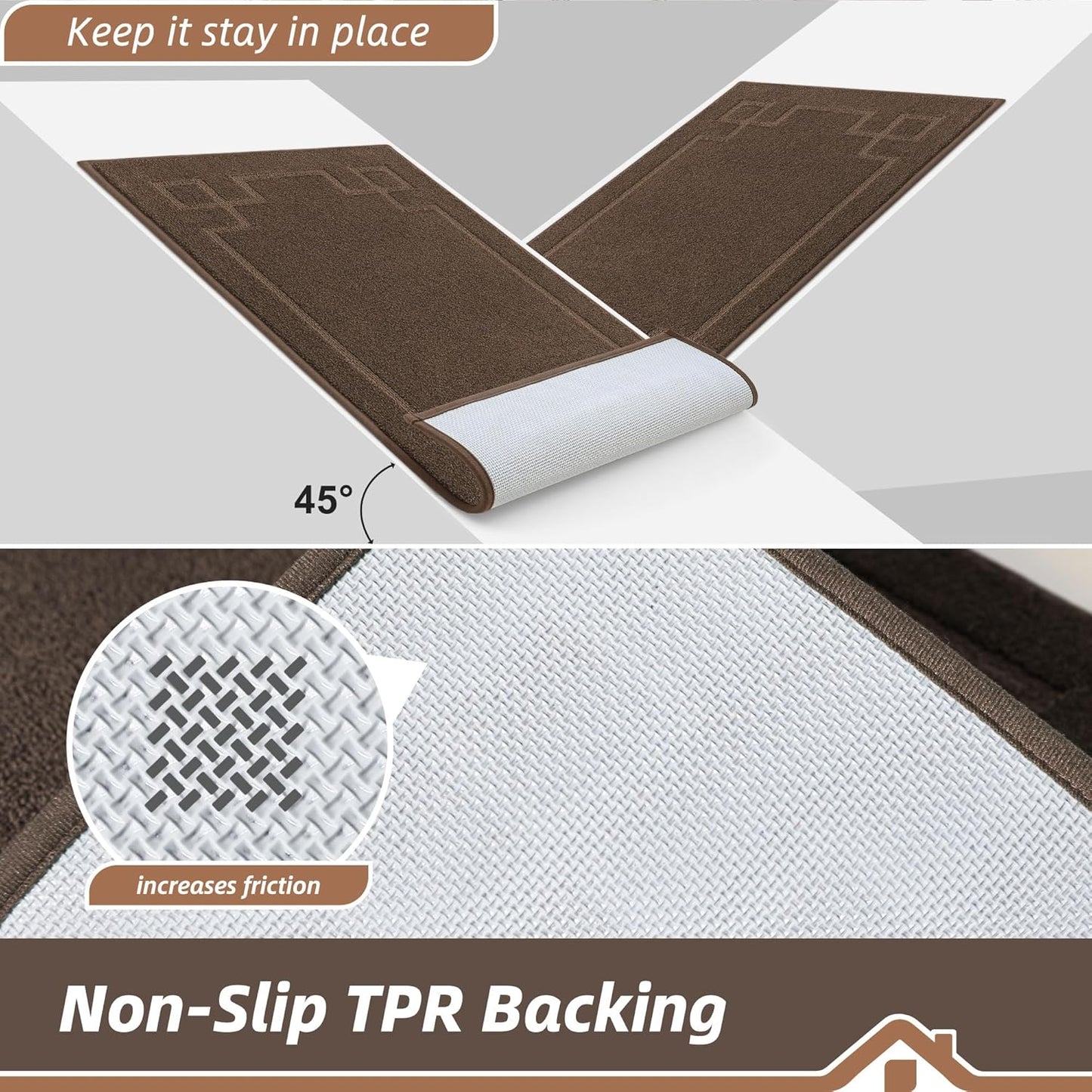 BEQHAUSE Door Mat 36" x 60", Non-Slip Door Mats Indoor Entryway Rugs Washable Low-Profile Absorbent and Stain Resist Floor Mats, Dog Door Mat for Front Back Door, Muddy Wet Shoes & Paws, Brown