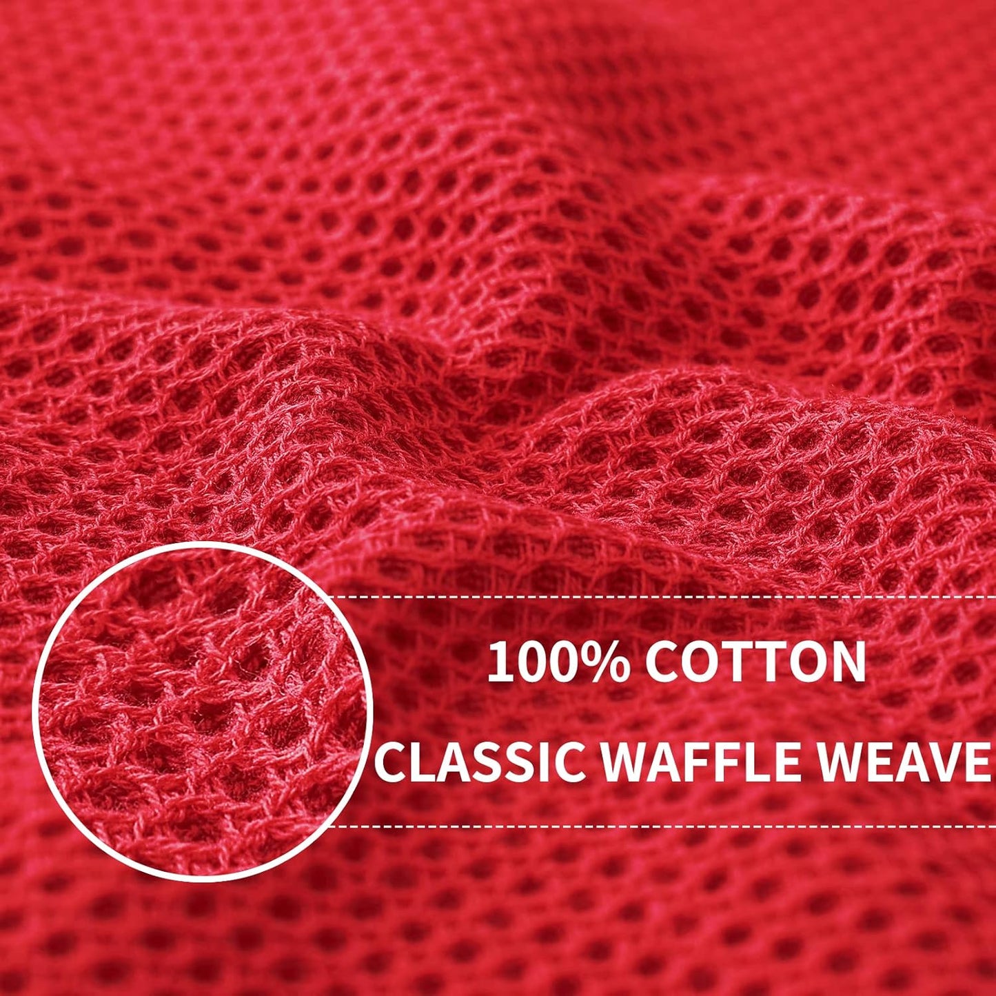 Homaxy 100% Cotton Waffle Weave Kitchen Dish Cloths, Ultra Soft Absorbent Quick Drying Dish Towels, 12 x 12 Inches, 6-Pack, Red