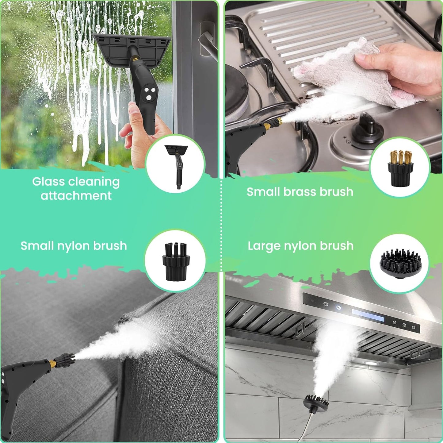 2500W Steam Cleaner for Home Use, 6-level Speed Adjustable Handle, 1.2L Handheld Car Steam Cleaner for Home Car Kitchen Furniture Floor, High Pressure Steam Machine with 4 Brush Heads White