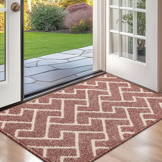 hicorfe Indoor Doormat,Front Back Door Mat TPR Backing Non Slip Mats 24"x35" Absorbent Resist Dirt Entrance Doormat Inside Floor for Entryway Washable Low-Profile(Light Pink)