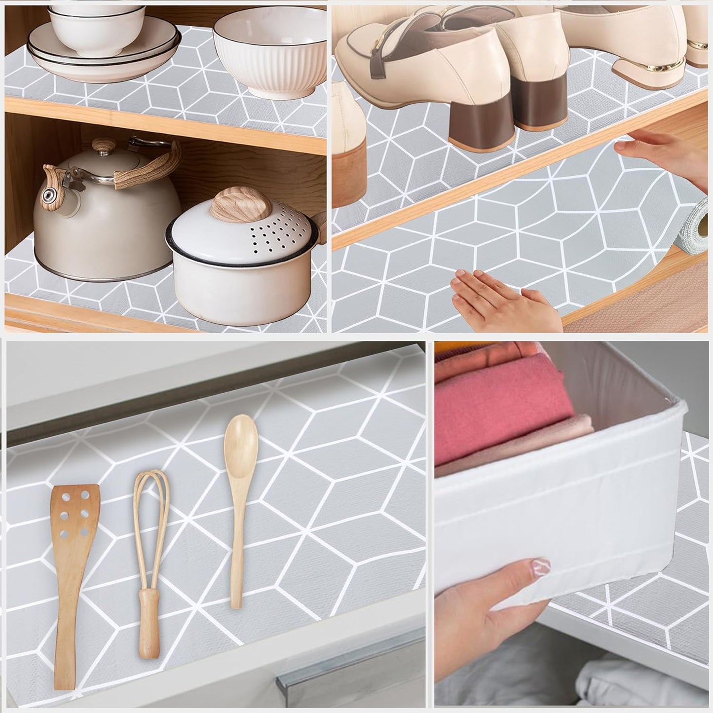 Shelf Liners for Kitchen Cabinets 24 Inch Wide X 20 Ft Non Adhesive Cabinet Drawer Liner Non Slip Water Oil-Proof Strong Grip Pantry Shelves Liner Bathroom Drawer Mat Cupboard Closet Fridge Liner