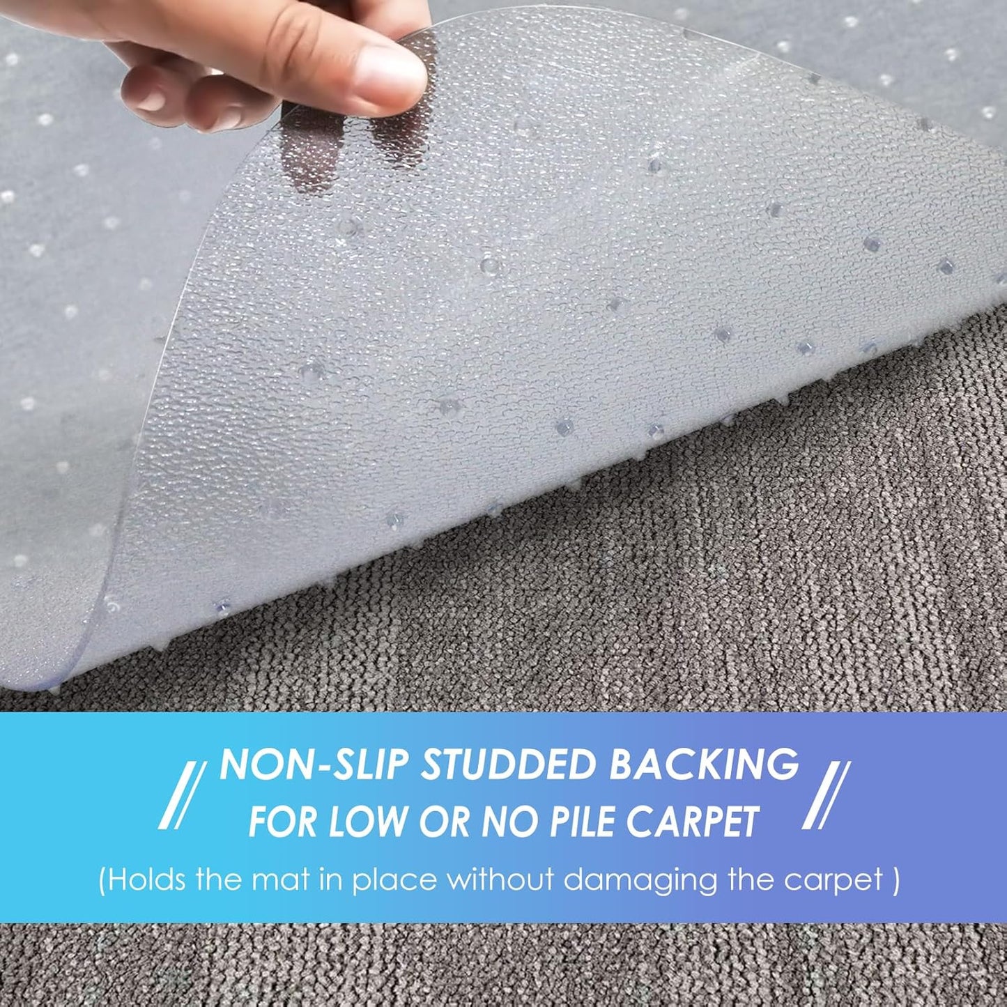 Vicwe Large Office Chair Mat for Carpeted Floors，60"X48" Rectangle Desk Chair Mats with Studs for Low and No Pile Carpeted Floors, Easy Glide Computer Desk Chair Mat for Home & Offices