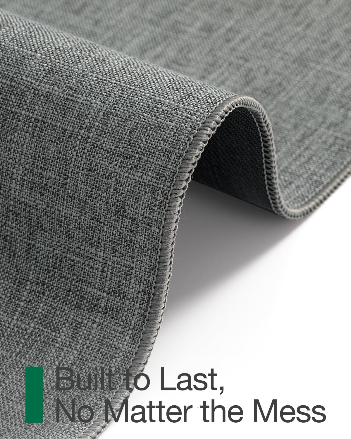 LUMI Ultra Thin Door Mat for Entryway, Low Profile Non Slip Rubber Backing Indoor Doormat, Easy Clean Welcome Entrance Mat for Inside House, Patio, Greenish Grey 17"x30"