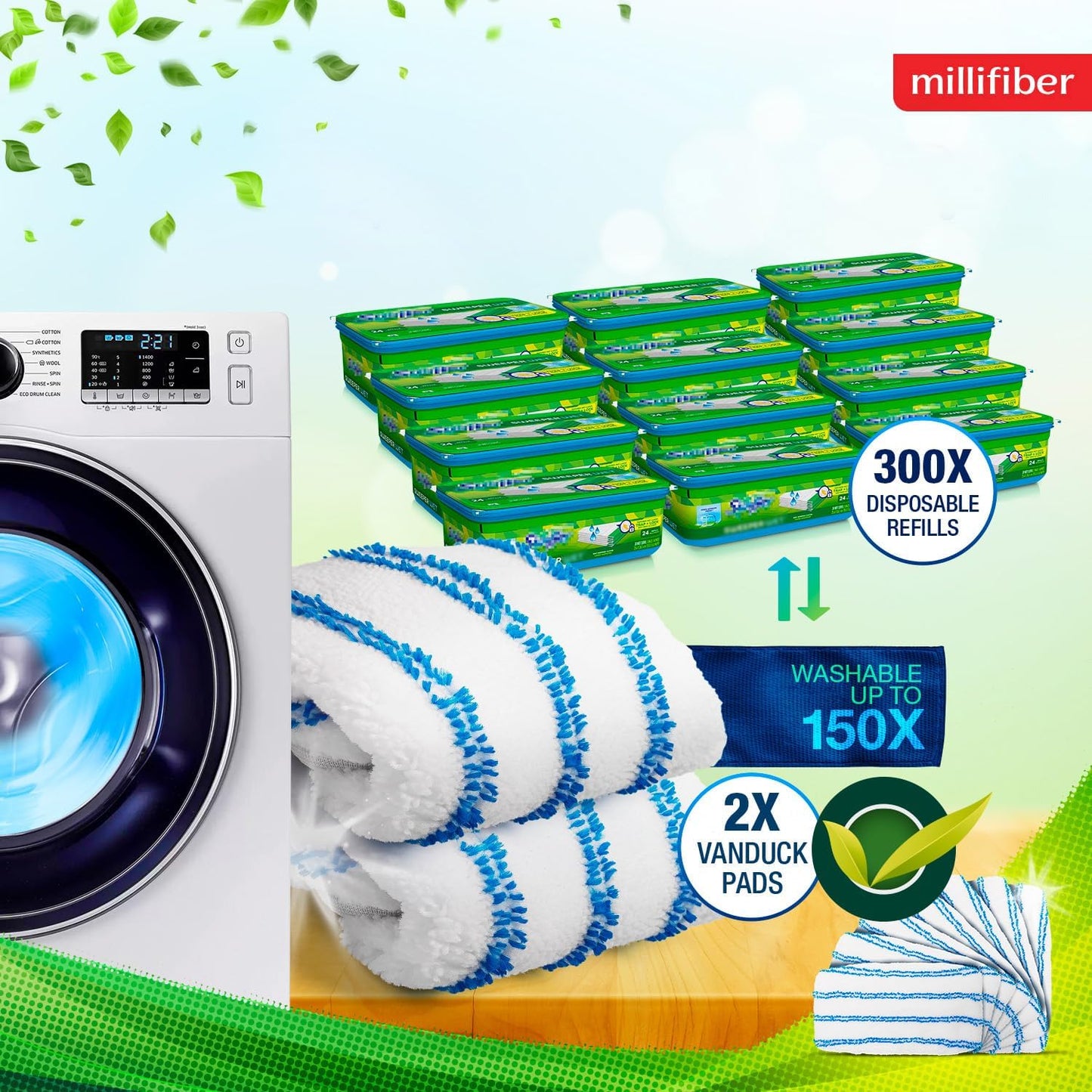 Microfiber Reusable Mop Pads Compatible with Swiffer Sweeper (6-Pack) Washable Mop Pads for Wet & Dry Use (Handle is Not Included)