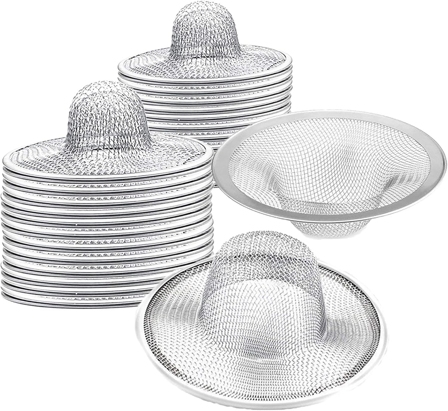 40 pcs Heavy Duty Stainless Steel Slop Basket Filter Trap, 2.75" Top / 1" Mesh Metal Sink Strainer,Perfect for Kitchen Sink/Bathroom Bathtub Wash Basin Floor Drain Balcony Drain Hole RV Sink