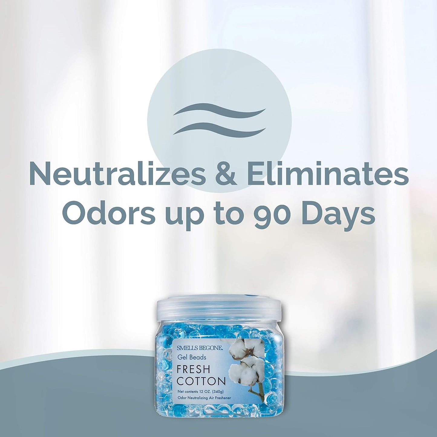 SMELLS BEGONE Odor Eliminator Gel Bead Value Pack - 72 oz - Air Freshener - Made with Essential Oils - Eliminates Odors in Bathrooms, Pet Areas, Cars, & Boats - Fresh Cotton Scent
