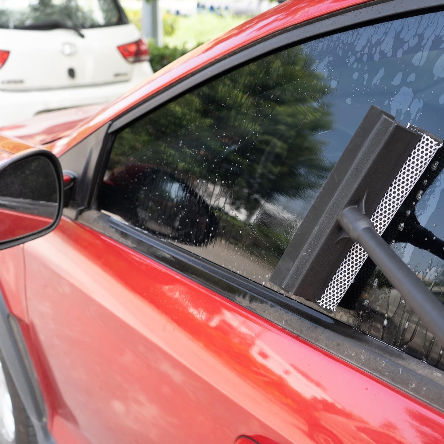 Matthew All Purpose Window Squeegee w/Premium Microfiber Cloth 3Pcs,Car Squeegee Windshield Cleaning Sponge and Rubber Squeegee,2-in-1 Window Cleaner Sponge(8'') and Soft Rubber with Pole 20''(3Pack)