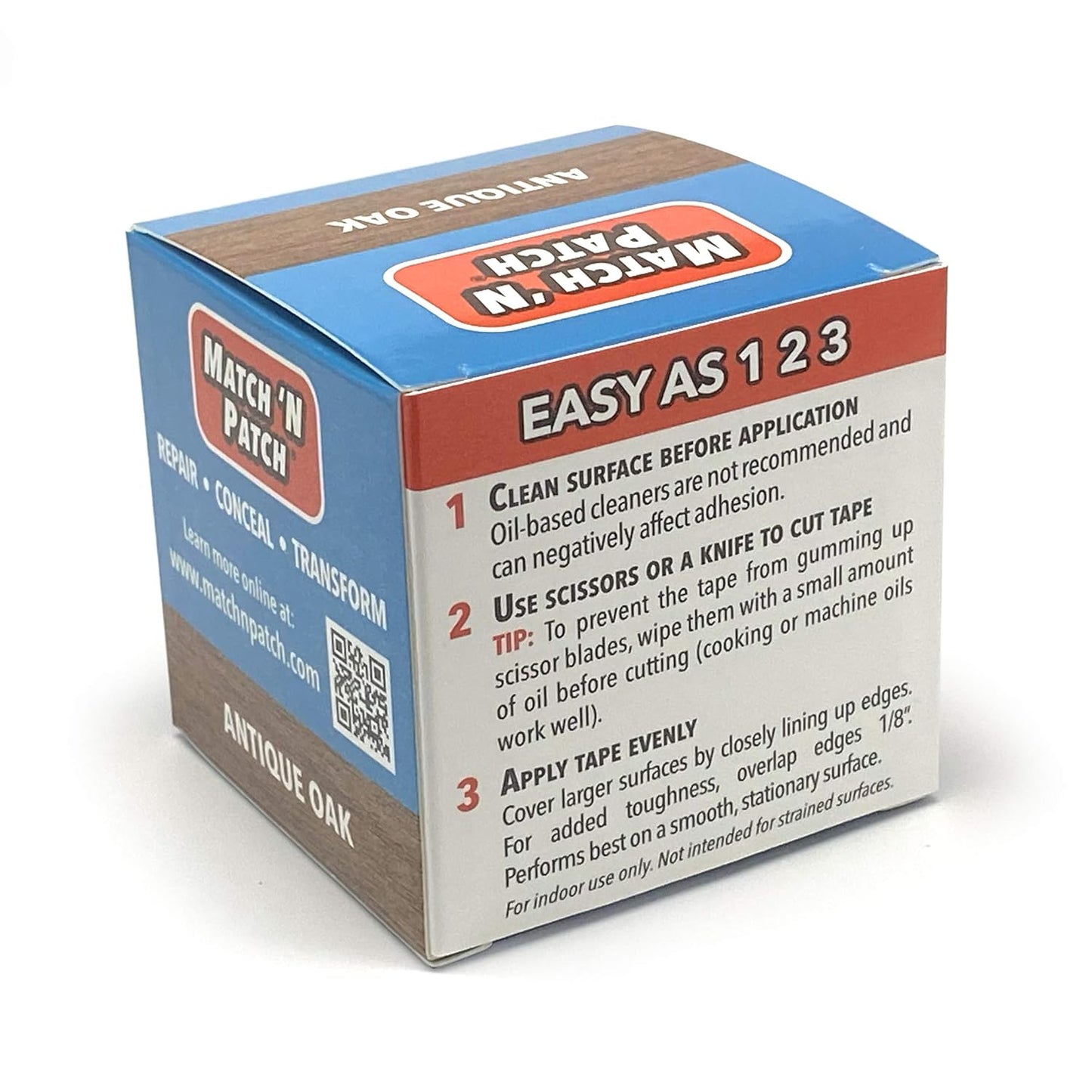 MATCH 'N PATCH Realistic Wood Grain Repair Tape - Durable Multi-Use Adhesive Tape for Furniture, Floors, Cabinets, Windows, Doors, RV, Home Decor & DIY Projects - Antique Oak, 2.25 in x 15 feet