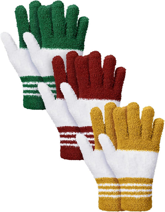 Patelai 3 Pairs Microfiber Plant Dusting Gloves Leaf Cleaning Gloves for Indoor Plants, Blinds, Furniture, House(Medium,Red, Green, Yellow)