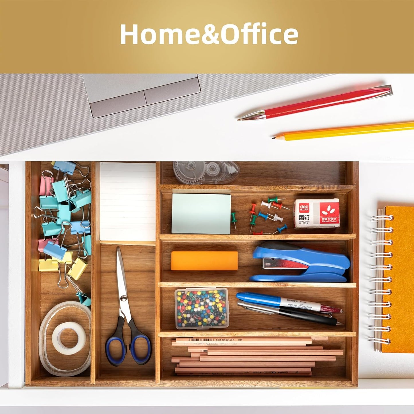 Silverware Organizer Acacia Kitchen Drawer Organizer Utensil Organizer Silverware Holder Cutlery Organizer in drawer Flatware Organizer Tray (Acacia 7 Slots)