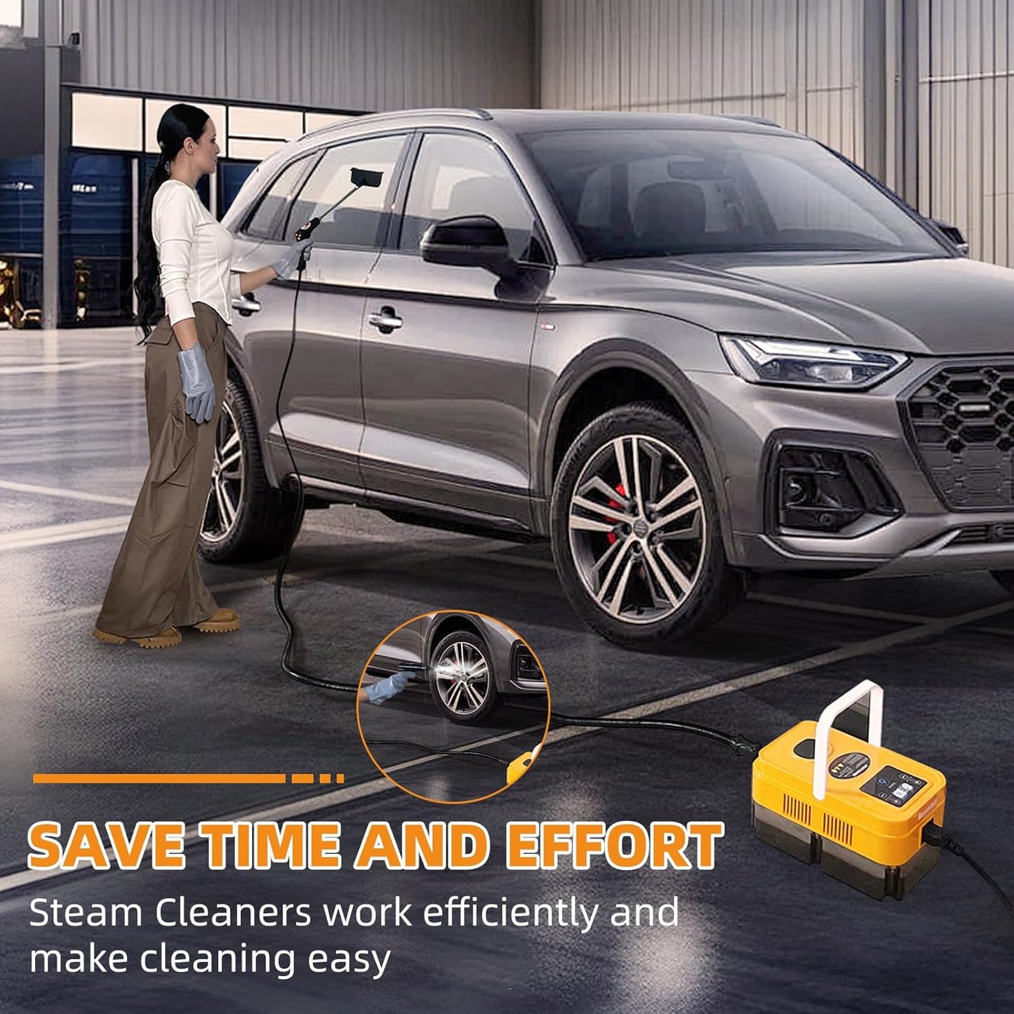 Pressurized Handheld Steam Cleaner,High Pressure Steam Cleaner for Home,6-Level Adjustable Handle,15s Heat-Up & 40.58oz Tank,Portable Steamer for Cleaning Stubborn Dirt,Grease,Tile Grout,Floor,Car