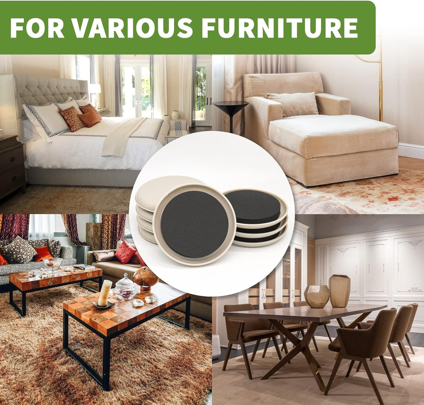 Furniture Sliders for Carpet 8 PCS - 4 3/4 inch Furniture Moving Slider Chair Legs Floors Protectors– Move Your Furniture Easy & Safely(for Carpet)