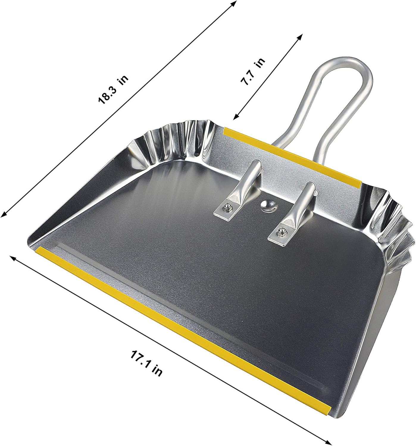 PHYEX 3-Pack 17" Heavy Duty Metal Dust Pans, Wide Dustpans for Household, Easy to Assemble