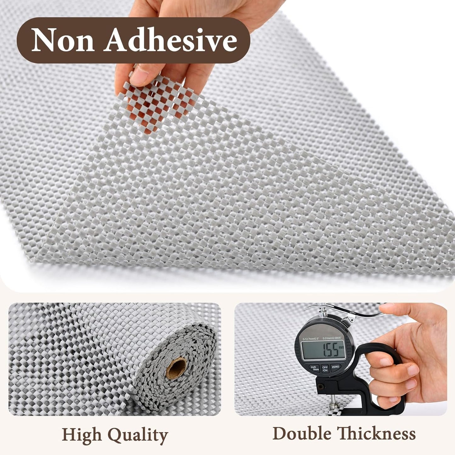 Shelf Liners for Kitchen Cabinets Non Adhesive Shelf Liner Paper Non-Slip Thickened Drawer Liner Easy to Clean for Tool Box Refrigerator Grey 11.8 x 118 in