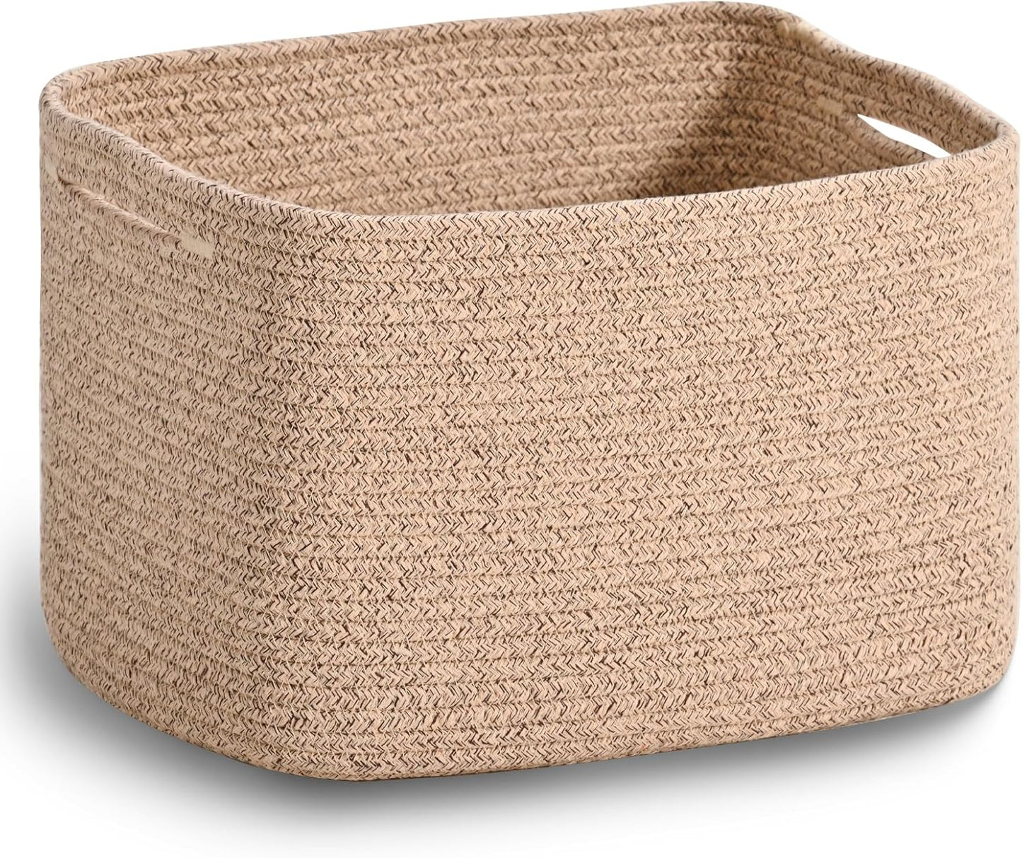 Woven Cotton Rope Storage Basket for Organizing, Cute Decorative Baskets for Gifts Empty, Organizer Bins for Dog Toy, Baby Laundry, 15“×11”×9.5“, Brown