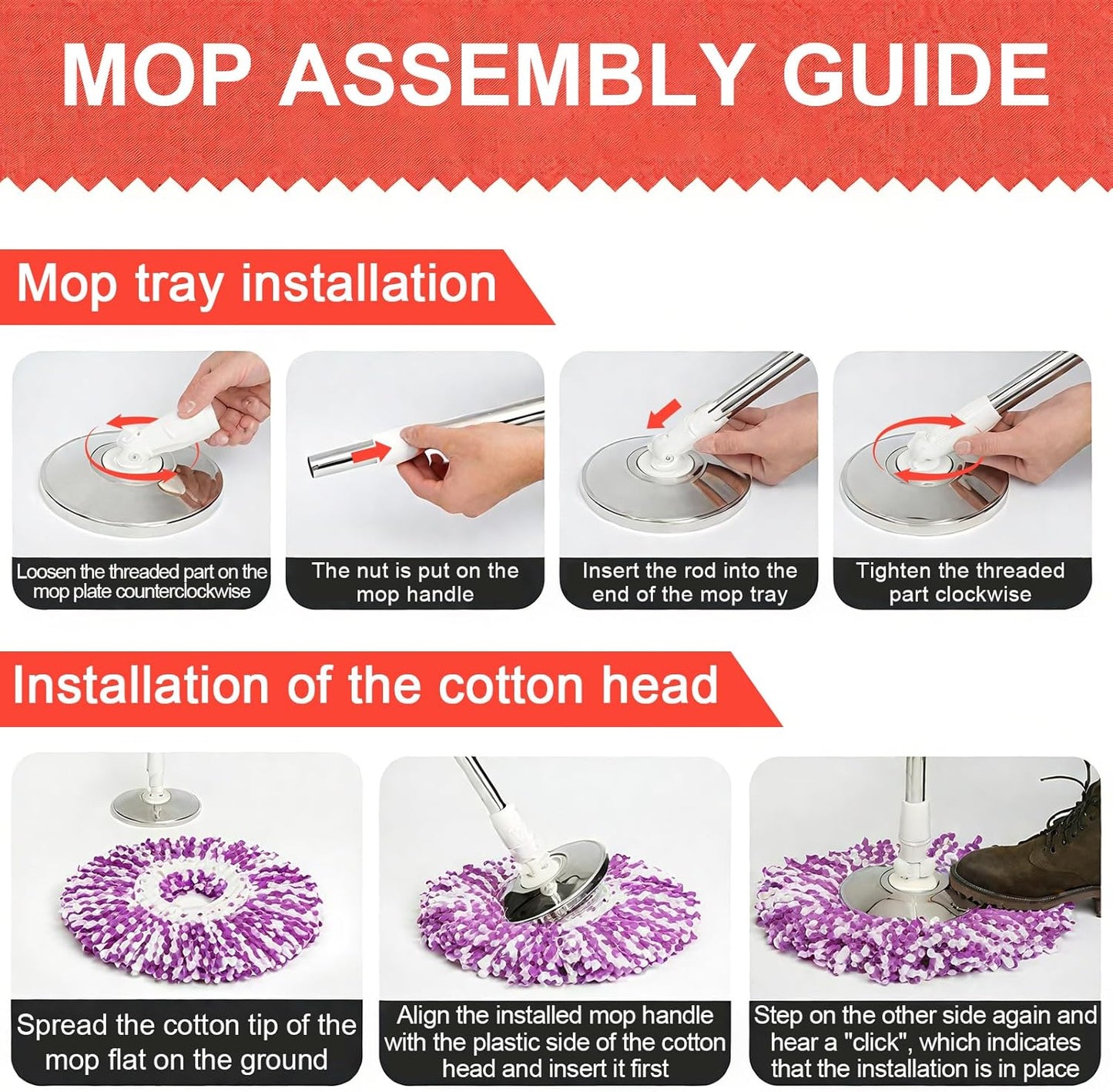 Extended Spin Mop Replacement Mop Handle, Upgraded 60-inch 360 Degrees Rotating Telescopic Replacement Mop Stick for Spin Mop Bucket Cleaning System (Stainless Steel Disc, Blue)