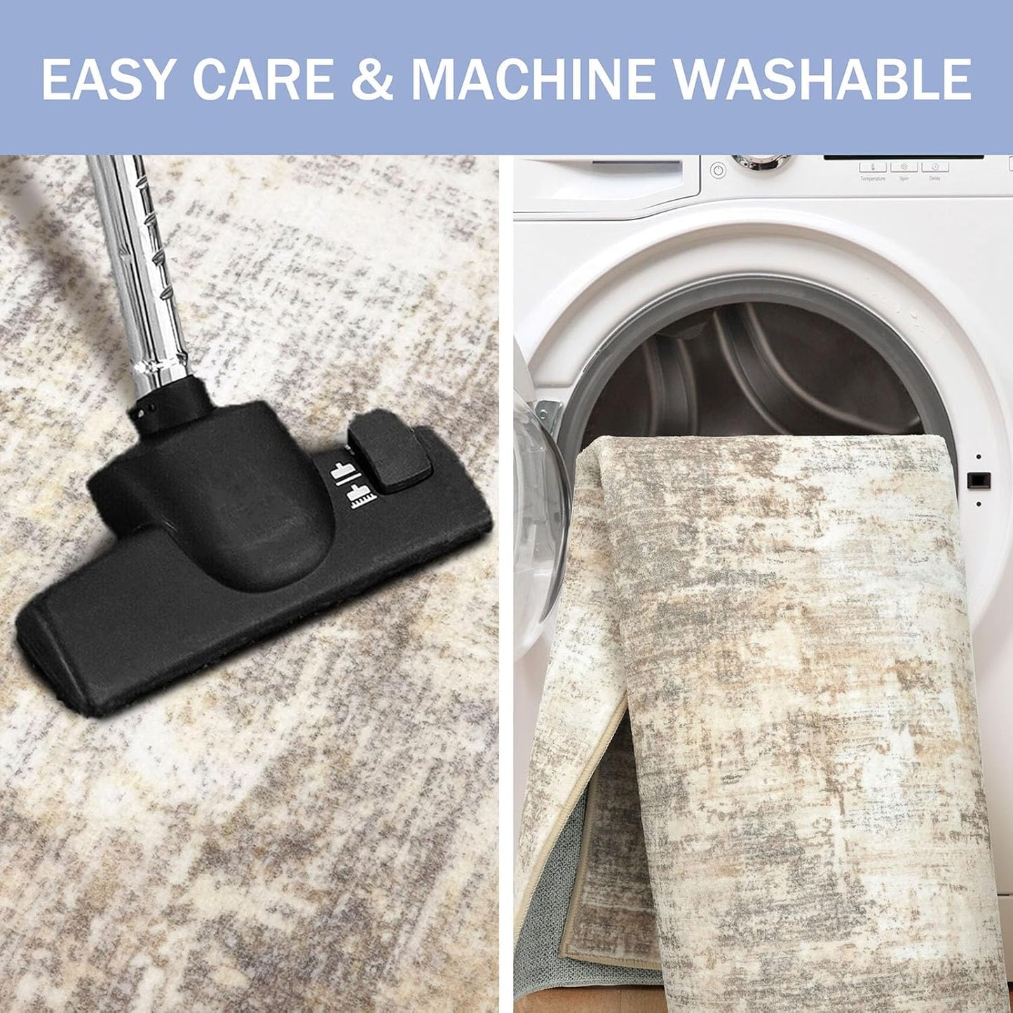 IOHOUZE Round Area Rug 5 Ft Circle Entryway Rugs Round Washable Door Mat Indoor Entrance, Non Slip Circle Front Door Rug, Printed Abstract Faux Wool Floor Carpet for Foyer Porch Sink, Beige Brown