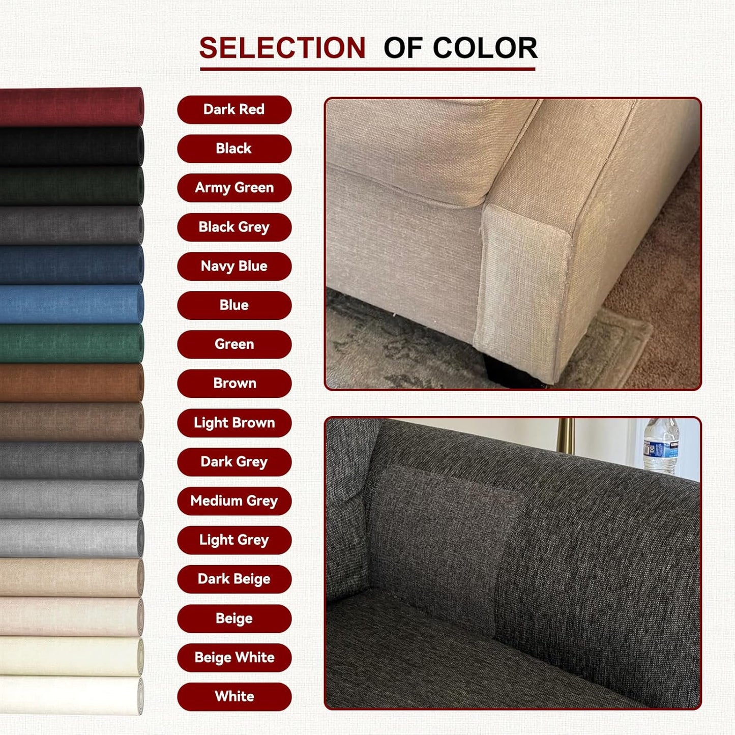 Linen Repair Tape 16x90 inch, Self Adhesive Fabric Patches, Linen Patch Tape Kit, Fabric Repair Tape for Couch Sofas, Headboards, Chairs, Pillows, Curtains, Couches - Black Grey